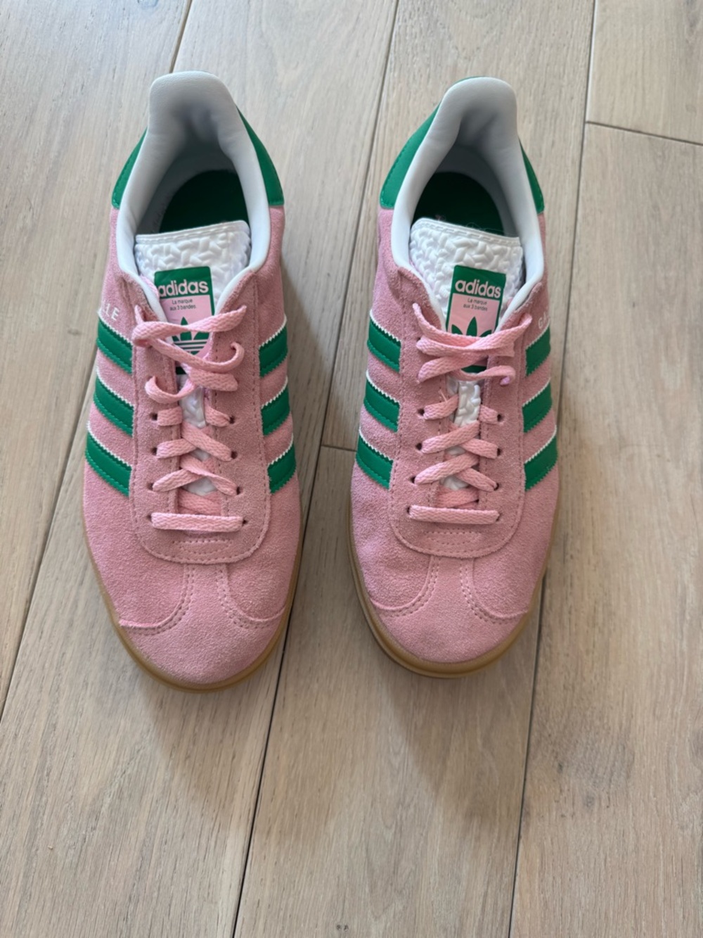 adidas Pink and Green Gazelle Platform Sneakers - Picture 6 of 9